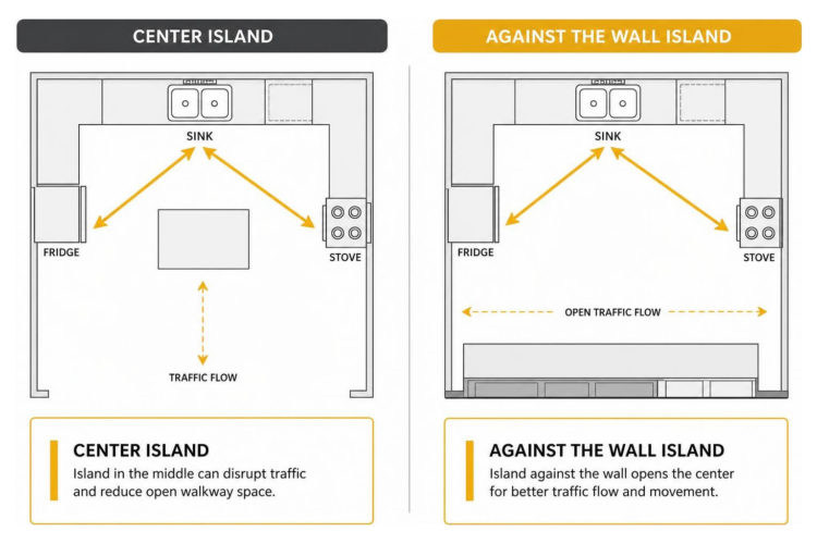 A Quick Start Guide to Against the Wall Kitchen Islands