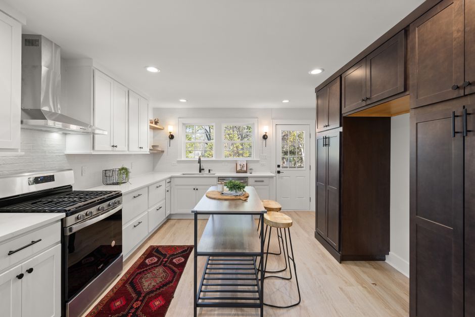 3 wall kitchen with island